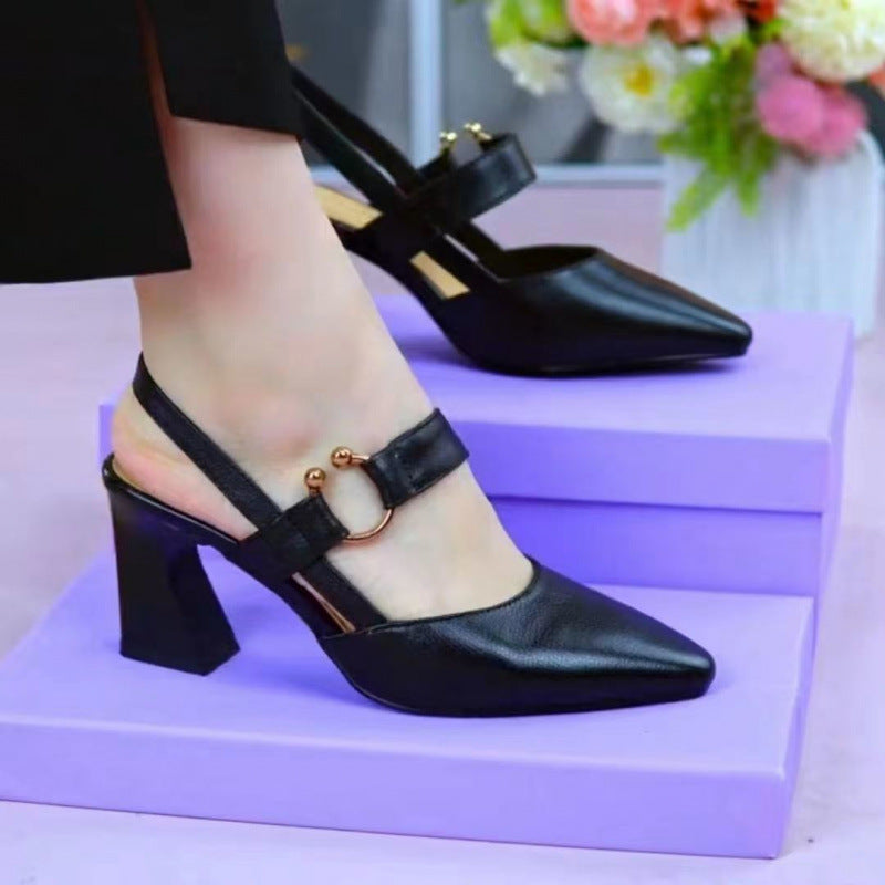 🎁Free Shipping - Women's Pointed Toe Block Heel Pumps Slingback Chunky Heel