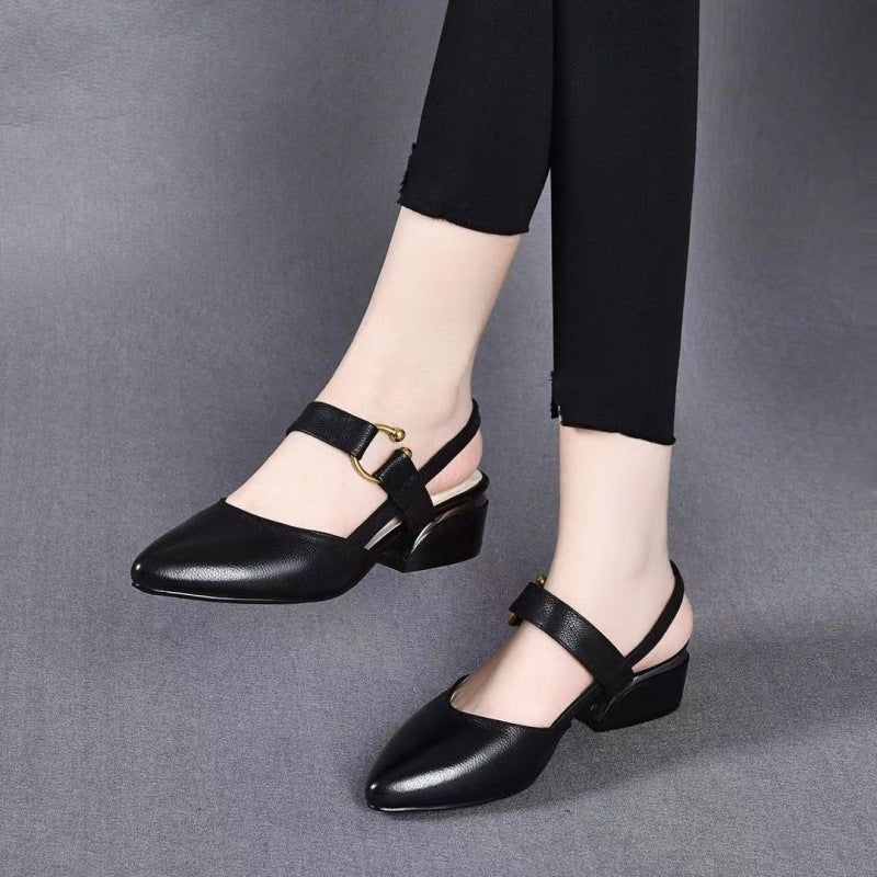 🎁Free Shipping - Women's Pointed Toe Block Heel Pumps Slingback Chunky Heel