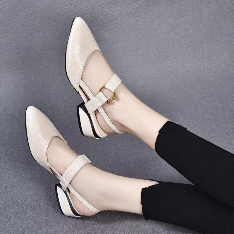 🎁Free Shipping - Women's Pointed Toe Block Heel Pumps Slingback Chunky Heel