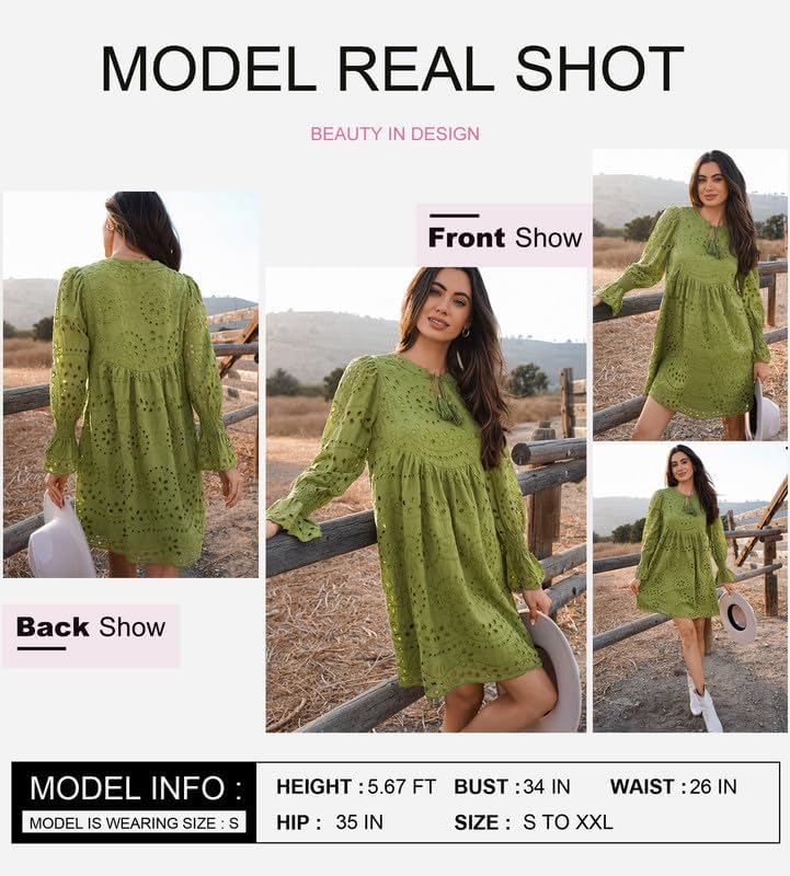 Womens Casual Dress Tassel V Neck Hollow Out Lace Party Dresses