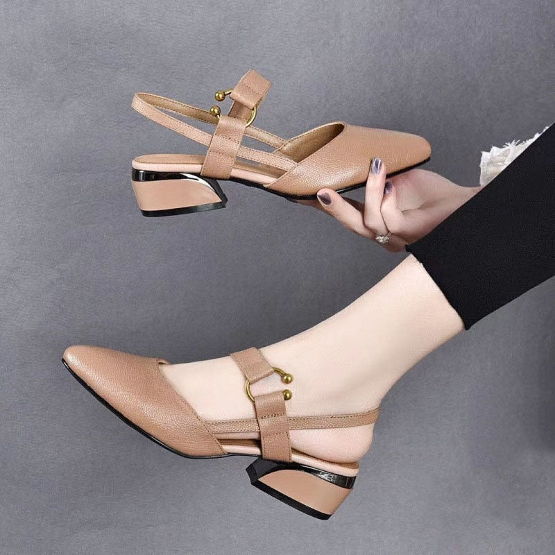 🎁Free Shipping - Women's Pointed Toe Block Heel Pumps Slingback Chunky Heel