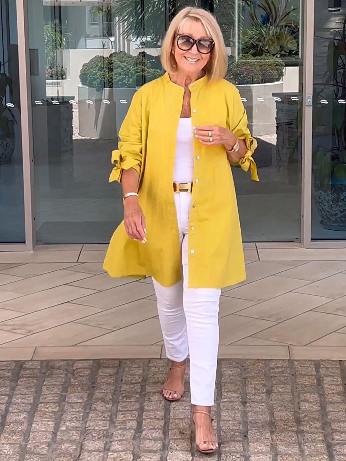Veste longue en coton de couleur unie pour femme, coupe trapèze, flatteuse, froncée dans le dos 